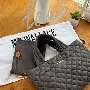 MZ Wallace Charcoal Quilted Tote